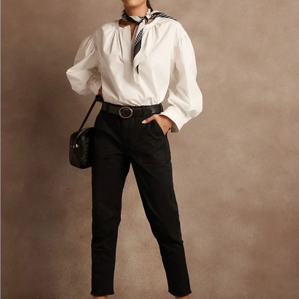 Banana Republic Utility Girlfriend Chino Ankle Pants New Eclipse Coal Size 10